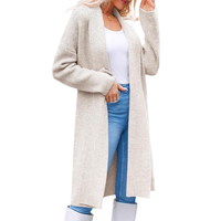 cardigan long en tricot pour femme, manteau ouvert sur le devant, pull d'hiver, veste décontractée, vêtement d'extérieur chaud