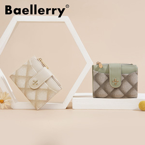 กระเป๋าสตางค์สั้นผู้หญิง Baellerry ลายเพชรสีชมพู กระเป๋าใส่เหรียญแบบซิปบางเฉียบ ใช้ได้ทุกวัน - Product Image 3