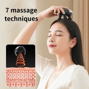 Portable <b>Electric</b> Meridian Brush <b>Waterproof</b> Kneading Handheld Scalp Massager Deep Kneading Vibration Red Light Head Massager - Product Image 5