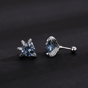 <b>Stud</b> <b>Earrings</b> 925 Sterling Silver Claw Setting <b>Crystal</b> <b>Earrings</b> Everyday Wear Unisex Jewelry - Product Image 2