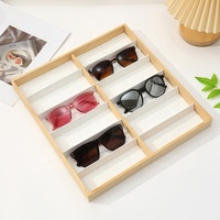 Plateau à lunettes en bois de bambou avec étui de présentation en velours, boîte à lunettes à plusieurs compartiments, boîte de rangement pour lunettes de soleil