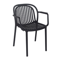 Fauteuil monobloc en plastique PP, dossier incurvé à lattes verticales, empilable, pour salle à manger, café, terrasse, restaurant en extérieur