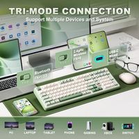 Clavier mécanique sans fil OEM ODM B98 PRO 96, vert matcha, interrupteurs Candy, programmable avec pavé numérique, design à double bouton rotatif, texture crémeuse