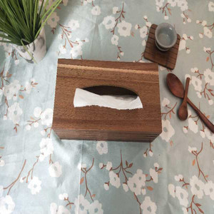 Boîte à mouchoirs en bois d'acacia, support à couverts, dessous de verre, tapis de théière, organisateur de bureau multifonction en bois massif isolant thermiquement - Product Image 2