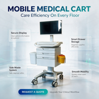 Chariot médical mobile pour hôpital, chariot informatique médical multifonctionnel avec freins silencieux, roulettes antimicrobiennes en ABS pour soins infirmiers