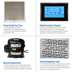 เครื่องทำน้ำแข็งสแตนเลสสตีล20กก. สำหรับใช้ในเชิงพาณิชย์ทุกวันพร้อมฟังก์ชันจับเวลาจอแสดงผลแบบดิจิตอลสำหรับอุปกรณ์ทำความเย็น - Product Image 4