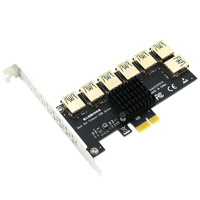 Expansion Card PCI-E X1 to 7port PCI-E X1 USB3.0 1 to 7 Graphics Expansion Card Riser Card