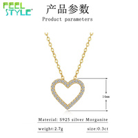 Collier Pendentif Cœur en Moissanite en Argent Sterling 925, Chaîne Cœur en Moissanite, Chaîne en Argent avec Cœur en Moissanite