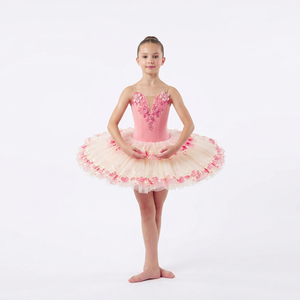 ชุดบัลเลต์เด็กผู้หญิงแบบมืออาชีพ ลายดอกไม้สีชมพู สำหรับการแสดงบนเวที - Product Image 1