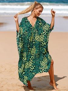 Nueva llegada Patrón de leopardo <span class=keywords><strong>verde</strong></span> Una pieza Mujeres Ropa de playa Bikini Cubrir para vestidos casuales - Product Image 4
