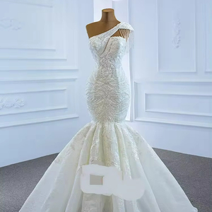S0375G 2024Drop Shipping New High -quality Hot -selling Shoulder Streaming Sule Lace <b>Tie</b> Plus Size Wedding Dresses for Bride - Product Image 1