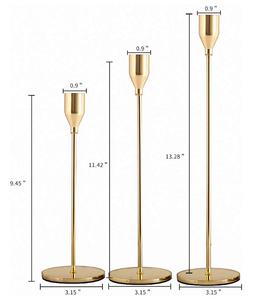 Golden <strong>Tall</strong> Outdoor Iron <strong>Candlestick</strong> with Round Metal Taper Holder for Home Decoration Christmas and Wedding Parties - Product Image 2