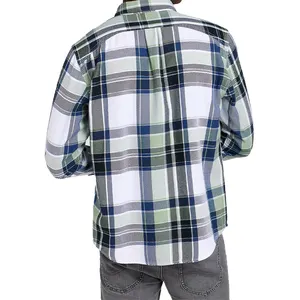 2024 नई हॉट सेल थोक पुरुष फलालैन प्लेड शर्ट लंबी आस्तीन