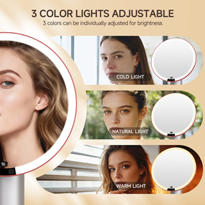Miroir <span class=keywords><strong>de</strong></span> maquillage avec lumières, grand format, interrupteur tactile, lumière tricolore, miroir <span class=keywords><strong>de</strong></span> coiffeuse éclairé - Product Image 5