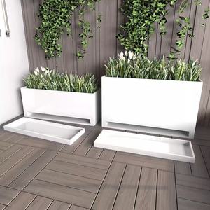 Thickened Long <b>Planter</b> Box with Pull-Out Water Tray Drainage Flower Pot with Removable Saucer for Succulent Herb <b>Vegetable</b> - Product Image 4