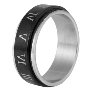 yunnique Men's <b>Titanium</b> Steel Rotating Roman Numeral <b>Ring</b> Black Gift Jewelry Geometric Design FY23021 - Product Image 5