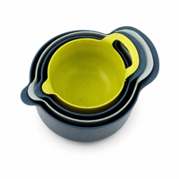 Ensemble de 4 bols à salade en plastique, plateau à fruits, design moderne et minimaliste, sans BPA, empilables, résistants au congélateur, pour mélanger la farine, utilisation en cuisine