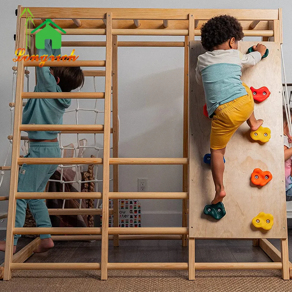 Kinder Dschungel-Gym Kinder Indoor Holz Dschungel-Spielgerät Spielplatz Montessori-Dreieck Klettergerüst für Kinder