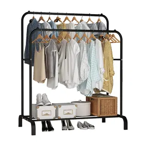 Versatile 2 Way Retail Clothing Store Display Floor Coat Rack Multifunctional Shoe Rack Living Room Bedroom garment rack