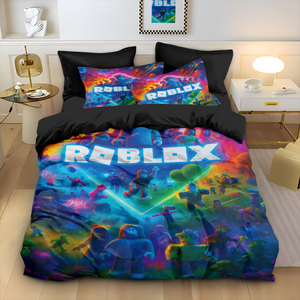 Juego de Ropa de Cama de 3 Piezas con Diseño de Dibujos Animados de <span class=keywords><strong>Roblox</strong></span>, Funda de Edredón con Estampado Digital 3D y Fundas de Almohada, Imagen Personalizada Disponible, Textil <span class=keywords><strong>para</strong></span> el Hogar - Product Image 2