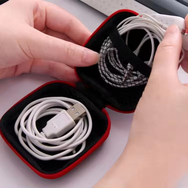 Portable Hard EVA Earphones Travel Case Wireless Bluetooth Headphone Protection Case Data Cable Headphone Protection Case