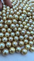 Perles naturelles teinte en or, 10-12mm, pour culture en eau douce, vente en gros avec quantité minimale de commande mc