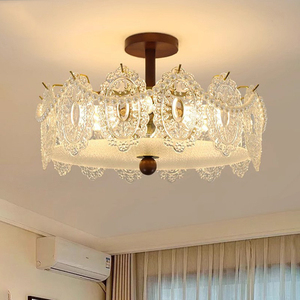 Lustre en cristal européen, plafonnier LED à montage en surface, blanc froid, avec abat-jour en papier, grande taille, éclairage pour salon - Product Image 3