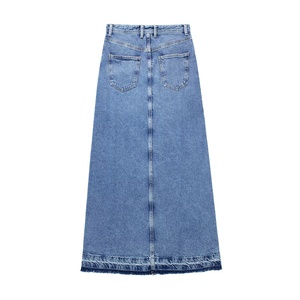 Nueva moda XS alta calidad mujer Boutique ropa algodón grueso flecos Split Denim faldas para mujer Jeans <span class=keywords><strong>falda</strong></span> con abertura - Product Image 2