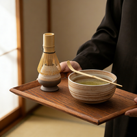 Ensemble de thé matcha de haute qualité Kingze, fouet en bambou, fouet à matcha Chasen, support en céramique fait main pour fouet Chasen