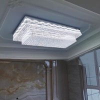 Lustre suspendu moderne personnalisé en cristal K9 LED de grande taille pour hall, mariage, façade d'entreprise, grand hôtel