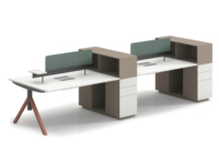 Bureau de travail modulaire extensible moderne pour 6 personnes, mobilier en bois pour espace ouvert et coworking, idéal pour le personnel de bureau