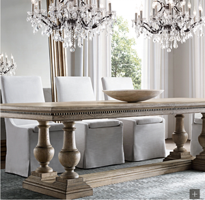 طاولة مستطيلة الشكل من خشب البلوط على الطراز الريفي في الولايات المتحدة ، ملحق مستطيل من الخشب الصلب - Product Image 1