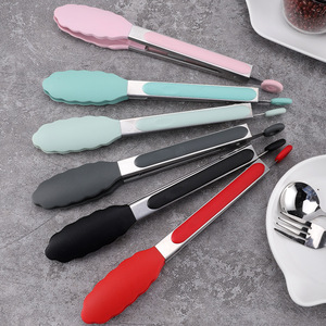 Plump Stainless Steel Silicone Food Clips Heat Resistant For Grilling Steak Fish Bread Hot Pot Pasta Outdoor Use - Product Image 1