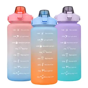 2L大容量闪光变色杯子塑料饮料瓶带吸管运动水瓶带定制标志