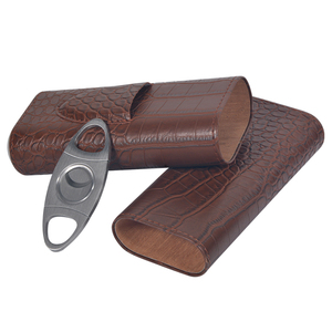 Prix de gros porte-cigare en cuir avec coupe porte-cigare en cuir classique étui à cigares en cuir à <span class=keywords><strong>3</strong></span> doigts - Product Image 4