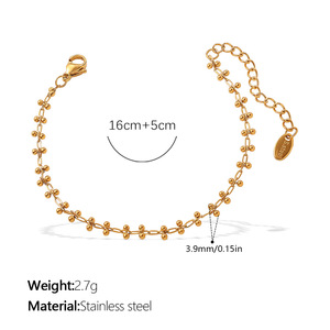 Bracelet à perles rondes lisses plaqué or 18 carats, acier inoxydable poli, bracelet minimaliste pour femmes - Product Image 5