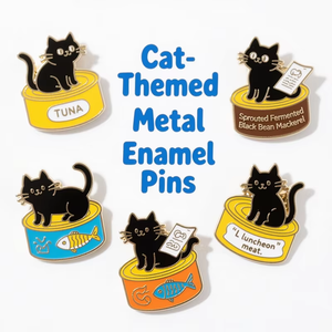 Broche <span class=keywords><strong>de</strong></span> metal fundido a presión y galvanizado con diseño <span class=keywords><strong>de</strong></span> animal lindo, estilo Kawaii, color negro, para mochila, con temática <span class=keywords><strong>de</strong></span> lata <span class=keywords><strong>de</strong></span> atún - Product Image 5