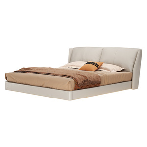 Tête <span class=keywords><strong>de</strong></span> <span class=keywords><strong>lit</strong></span> moderne haut <span class=keywords><strong>de</strong></span> gamme <span class=keywords><strong>de</strong></span> style crème avec revêtement en <span class=keywords><strong>tissu</strong></span> et en cuir, cadre en bois, mousse haute densité pour chambre d'hôtel - Product Image 6