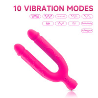 Vibromasseur double tête à forte vibration, flexible, en silicone souple, double usage, trois moteurs, pour femme, homosexuel, masturbateur lesbien