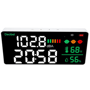 Sonometre mural <span class=keywords><strong>de</strong></span> 30 à 130 dB, <span class=keywords><strong>lecteur</strong></span> <span class=keywords><strong>de</strong></span> niveau sonore <span class=keywords><strong>de</strong></span> 11 pouces avec affichage LED <span class=keywords><strong>de</strong></span> la température, <span class=keywords><strong>de</strong></span> l'humidité et du bruit - Product Image 5