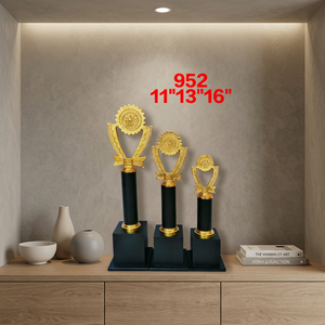 Ensemble de trophées plaqués or royal avec base noire pour événements promotionnels, trophées plaqués or, récompenses pour événements promotionnels, base noire - Product Image 4