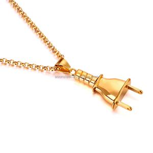 Collar de Acero Inoxidable 316L con Baño de Oro de 18k, Superficie Lisa, Estilo Hip Hop, Colgante con Cadena - Product Image 1