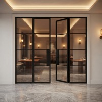 Porte extérieure/intérieure Crittal Design en acier avec double vitrage français, sécurité renforcée et grille décorative intégrée