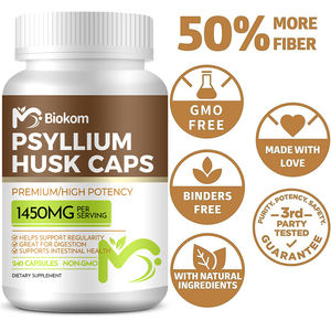 हॉट सेल साइलियम भूक कैप्सूल शाकाहारी, गैर-गमो, ग्लूटेन फ्री, बृहदान्त्र क्लींजर, आंत के स्वास्थ्य के लिए दैनिक फाइबर पूरक - Product Image 2