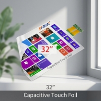 Film tactile capacitif PCAP de 32 pouces, multi-touch jusqu'à 40 points, interface USB, film flexible pour affichage publicitaire interactif
