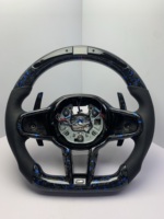 Volant en cuir et fibre de carbone forgée avec LED et palettes de changement de vitesse à fond plat, compatible OEM, pour BMW X3, X5, M3, M4, M2, G80, G82, G87