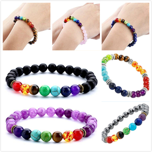 Braccialetto di Design alla Moda con Perle Rotonde in <span class=keywords><strong>Quarzo</strong></span> <span class=keywords><strong>Rosa</strong></span> e 7 Chakra, Pietre Curative ed Equilibranti per Yoga - Product Image 6