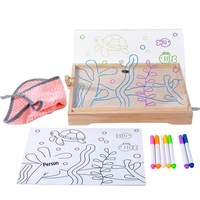 Tableau de dessin LED en bois pour enfants, tableau effaçable à sec avec stylo acrylique lumineux pour l'entraînement au contrôle, jouet éducatif avec interrupteur et prise USB