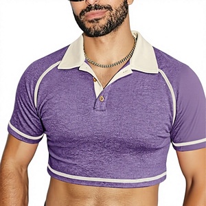 Custom OEM Logo Embroidered Polyester Cotton Blend 220 Grams Men's Polo <b>Sexy</b> Crop Top Shirts Short Sleeve Polo Fashion - Product Image 6
