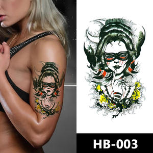 HB-pegatinas de <span class=keywords><strong>tatuaje</strong></span> temporal de <span class=keywords><strong>media</strong></span> <span class=keywords><strong>manga</strong></span>, brazo de dragón negro, henna - Product Image 3